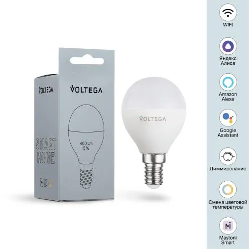 Лампа светодиодная диммируемая Voltega E14 5W 2700К матовая VG-G45E14cct-WIFI-5W 2428  фото 8